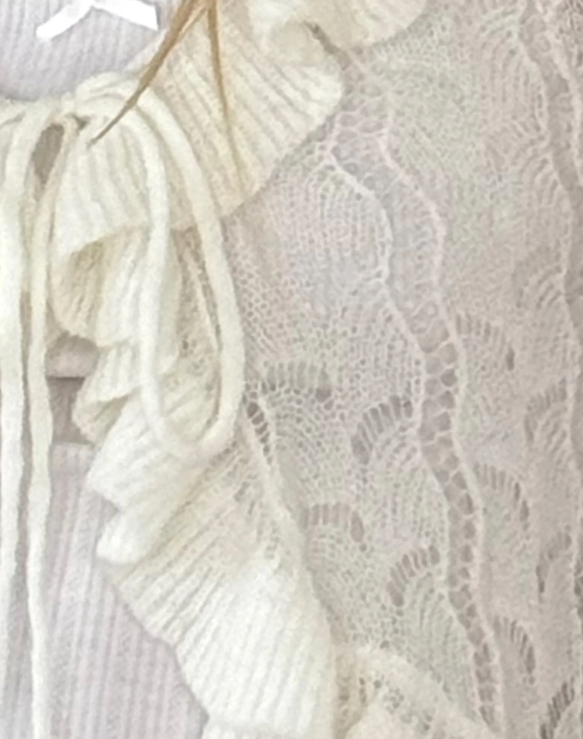 Motel Rocks Cardigans-Kenira Cardigan in Pointelle Knit Birch Cream