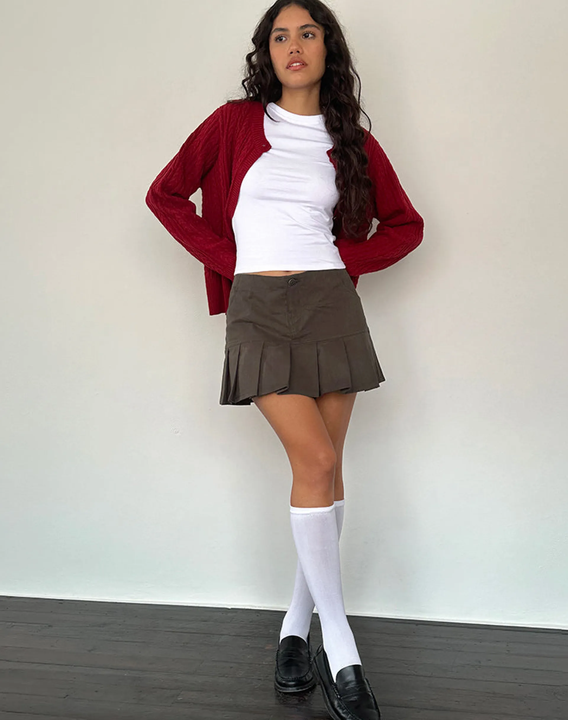 Motel Rocks Pleated Skirts | Mini Skirts-Keripa Pleated Mini Skirt in Dark Grey DarkGrey