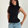 Motel Rocks Basic Tops | Vest Tops-Kimbra Top in Textured Black TexturedBlack