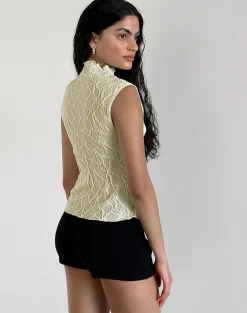 Motel Rocks Going Out Tops-Kimbra Top in Textured Yellow TexturedYellow