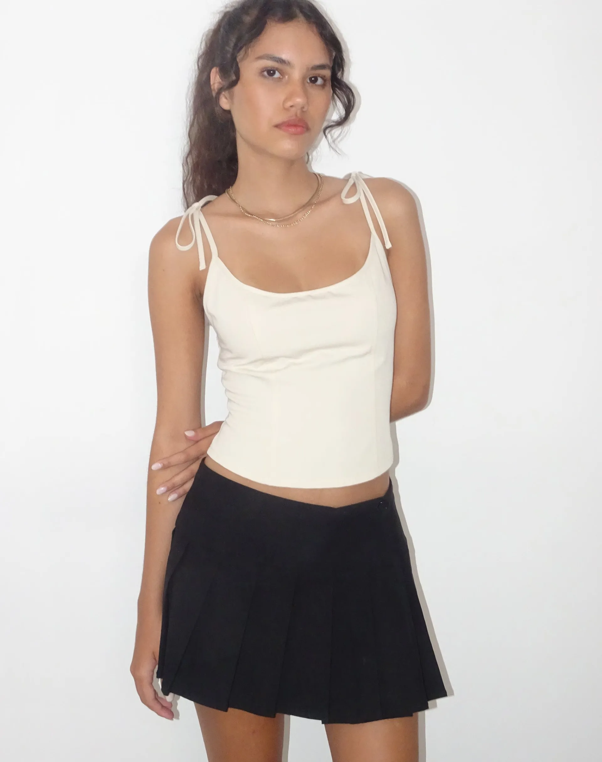 Motel Rocks Corset Tops-Kiona Corset Top in Tailoring Cream