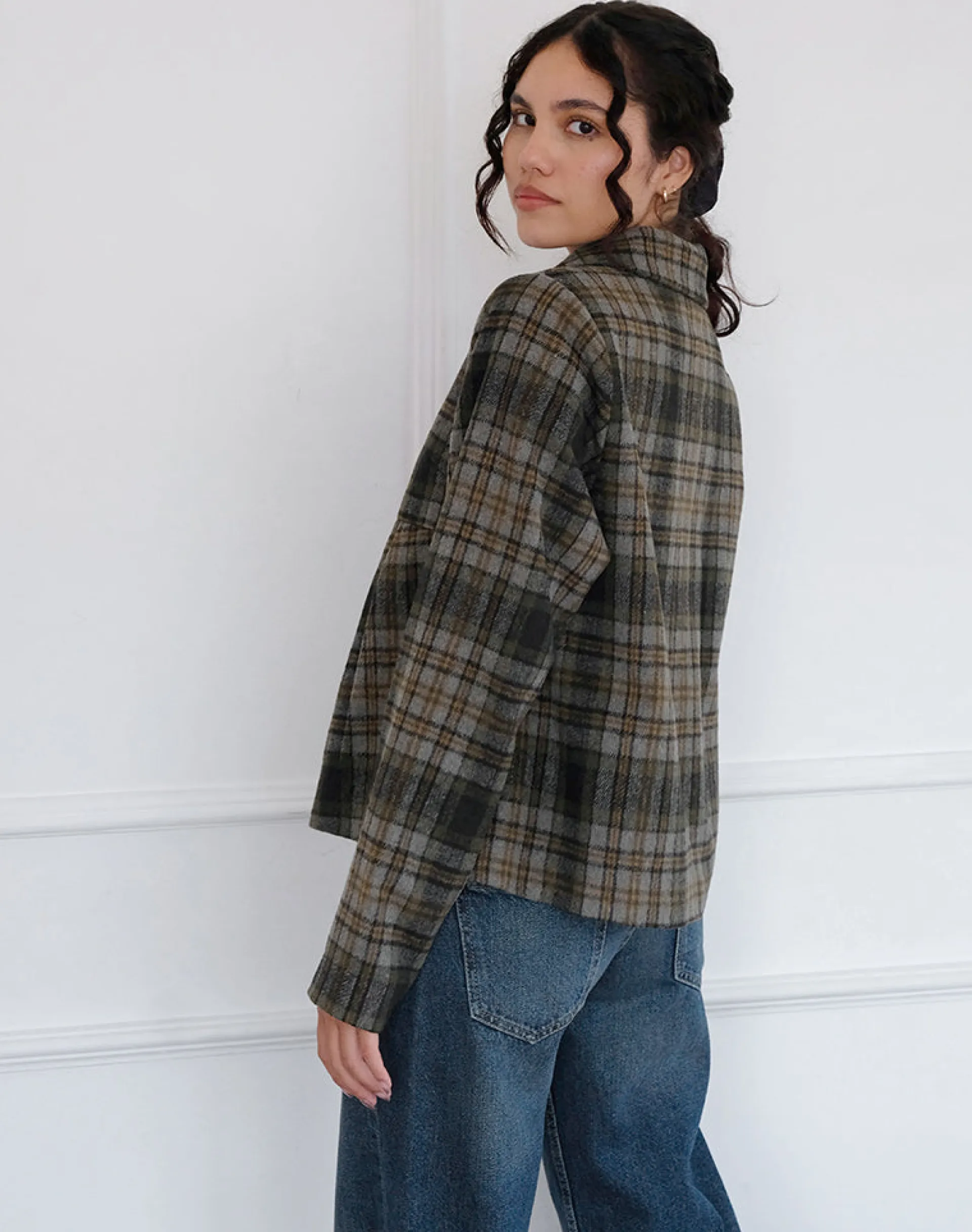Motel Rocks Coats-Kisaki Swing Coat in Check Yellow