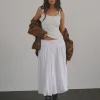 Motel Rocks Maxi Skirts-Kiyono Maxi Skirt in Poplin White