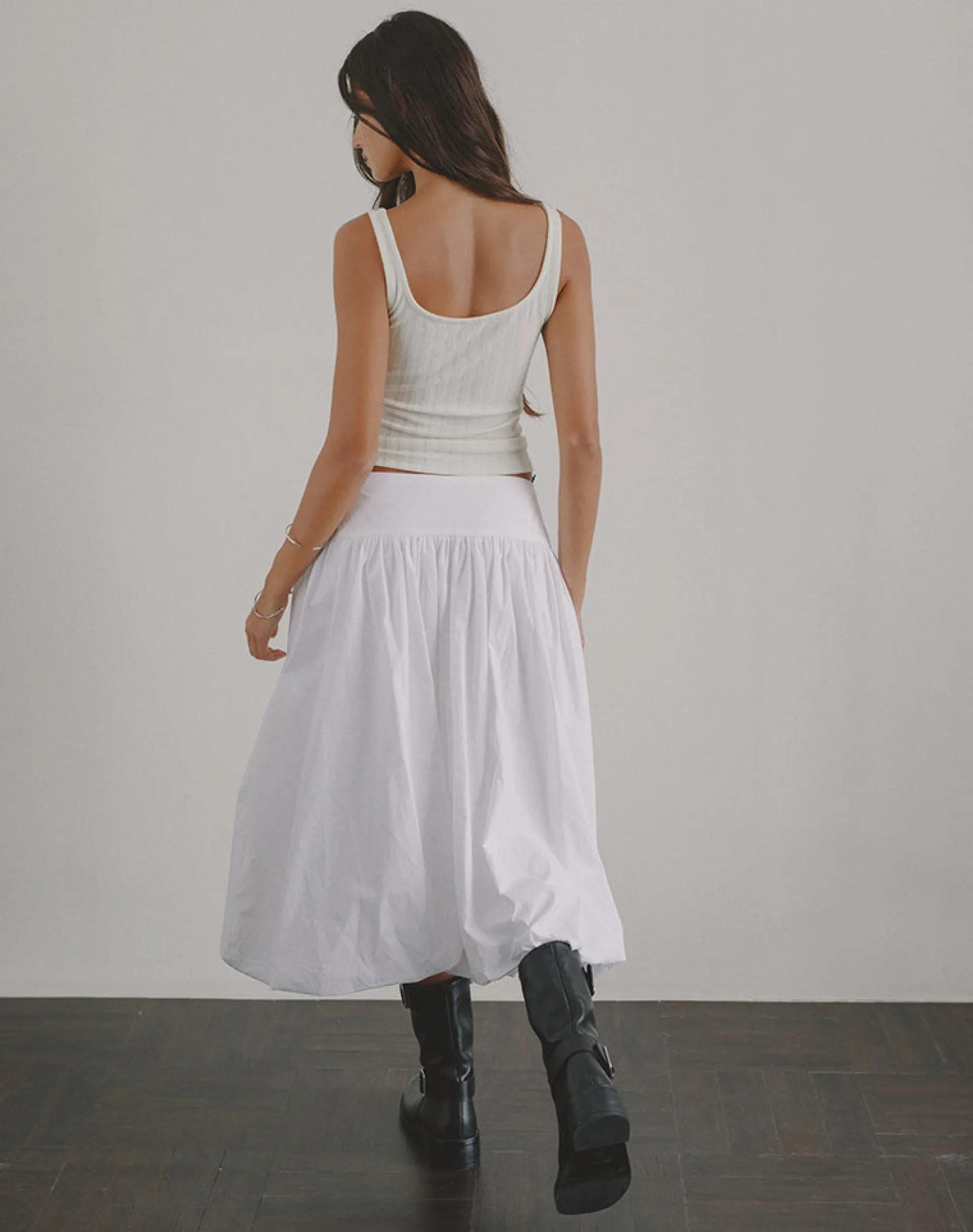 Motel Rocks Maxi Skirts-Kiyono Maxi Skirt in Poplin White