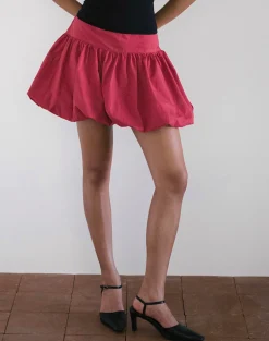 Motel Rocks Mini Skirts-Kiyowo Puffball Mini Skirt in Adrenaline Red AdrenalineRed