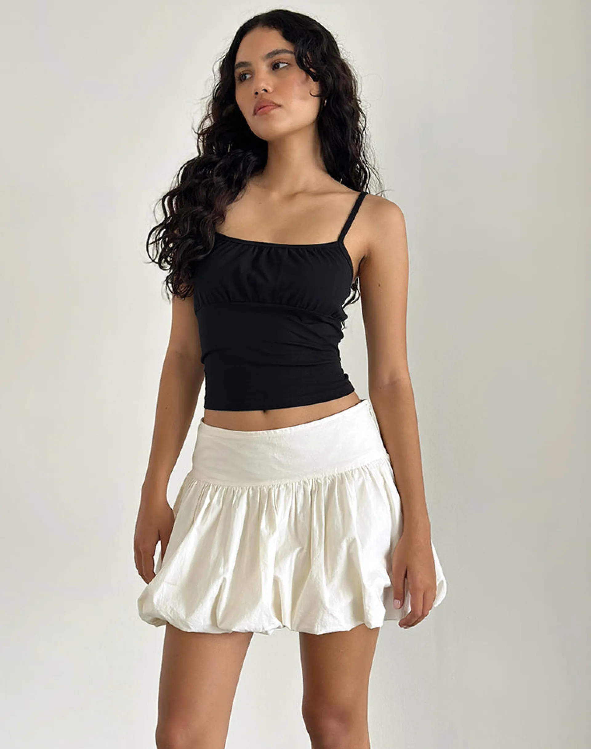 Motel Rocks Mini Skirts-Kiyowo Puffball Mini Skirt in Poplin Ivory PoplinIvory