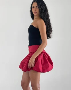 Motel Rocks Mini Skirts-Kiyowo Puffball Mini Skirt in Adrenaline Red AdrenalineRed