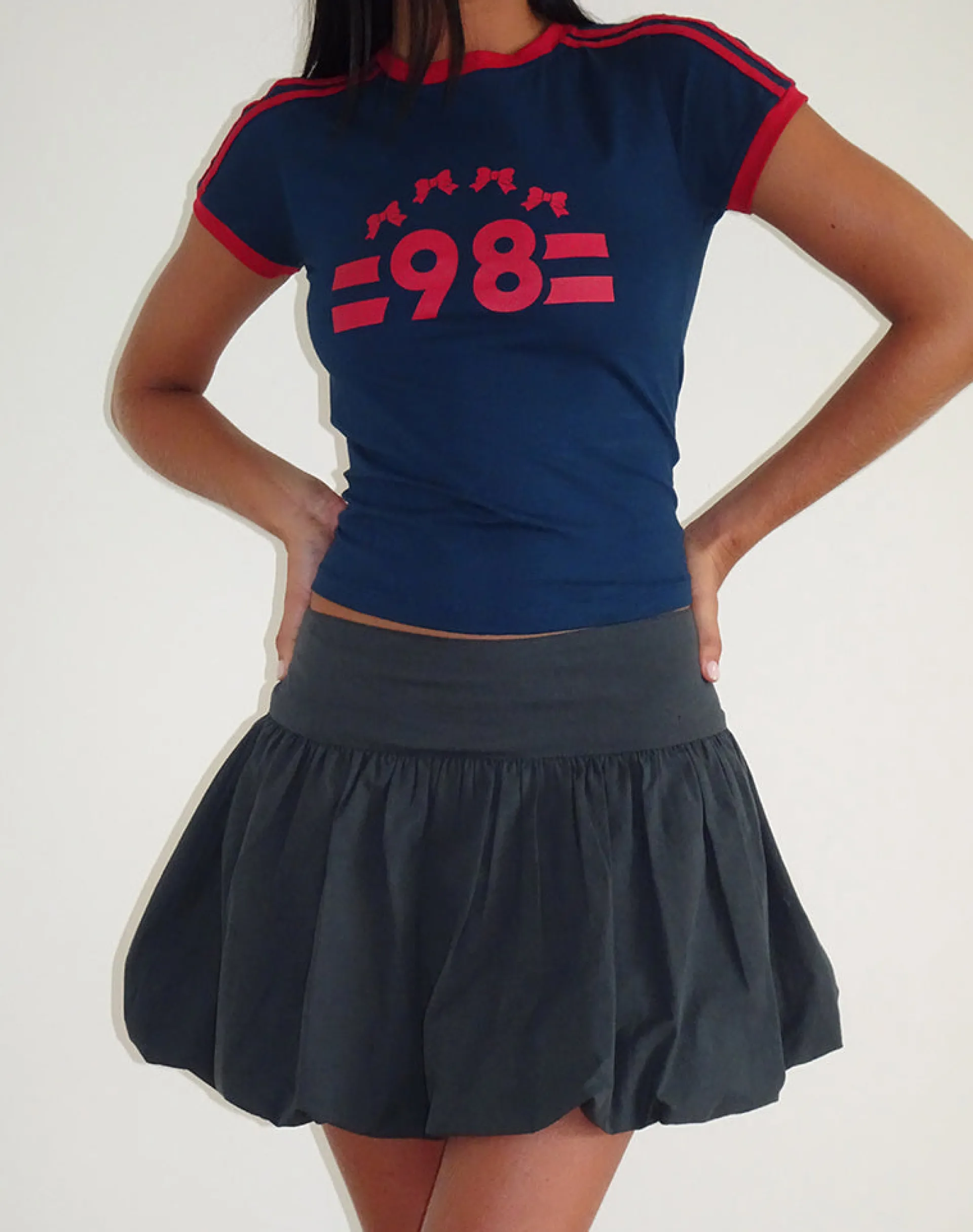 Motel Rocks Mini Skirts-Kiyowo Puffball Mini Skirt in Charcoal Grey charcoalgrey