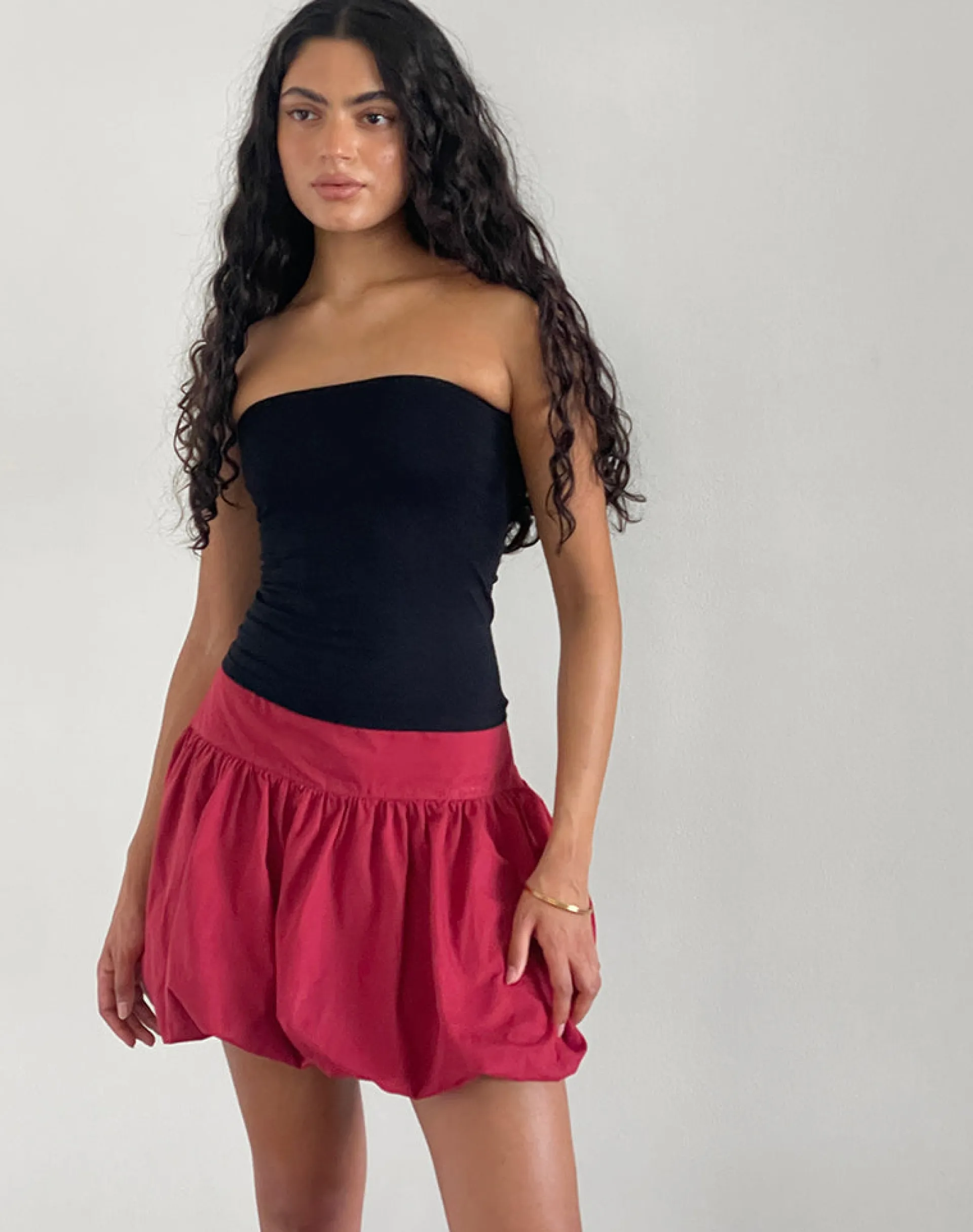 Motel Rocks Mini Skirts-Kiyowo Puffball Mini Skirt in Adrenaline Red AdrenalineRed