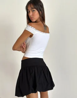 Motel Rocks Mini Skirts-Kiyowo Puffball Mini Skirt in Black