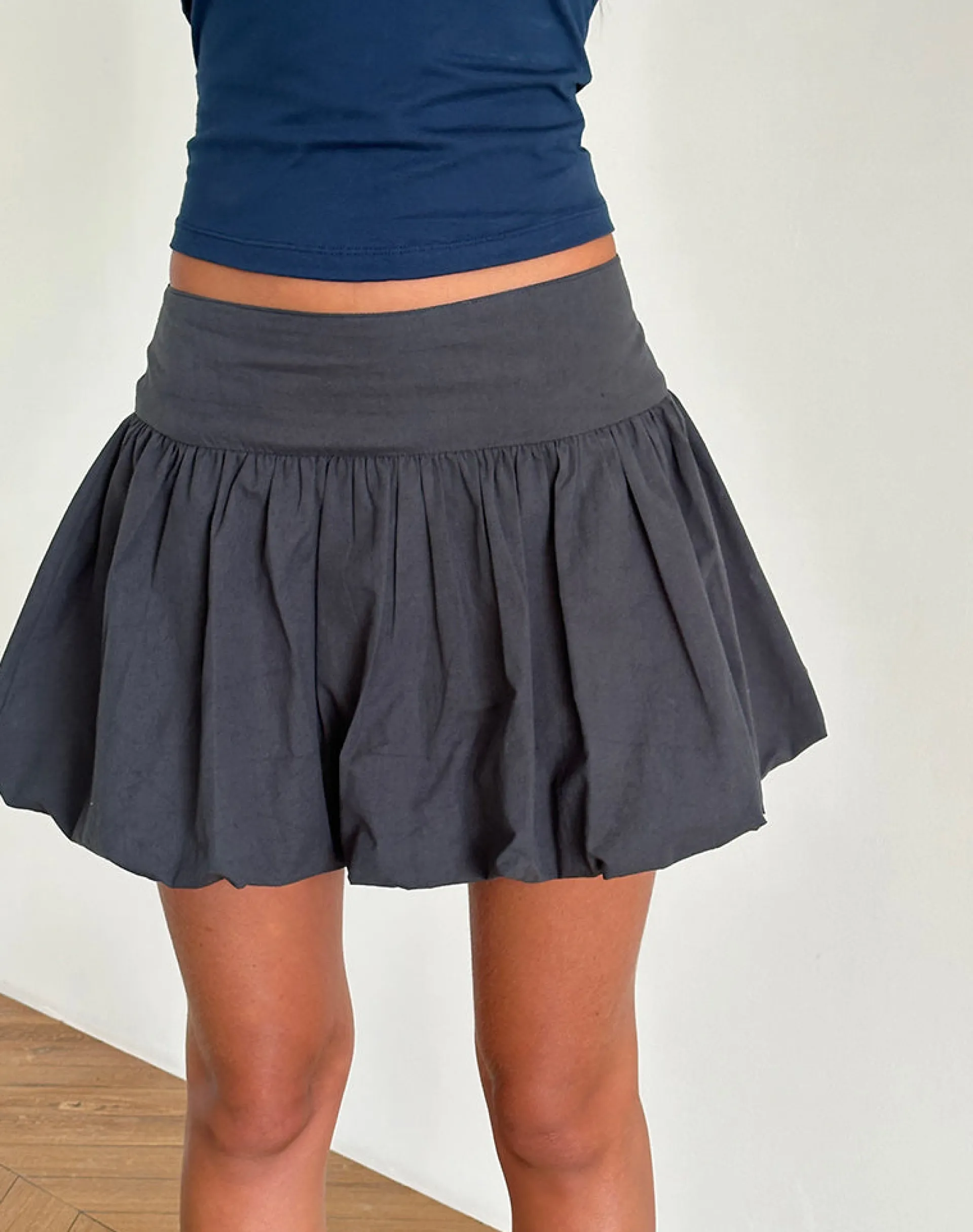 Motel Rocks Mini Skirts-Kiyowo Puffball Mini Skirt in Charcoal Grey charcoalgrey