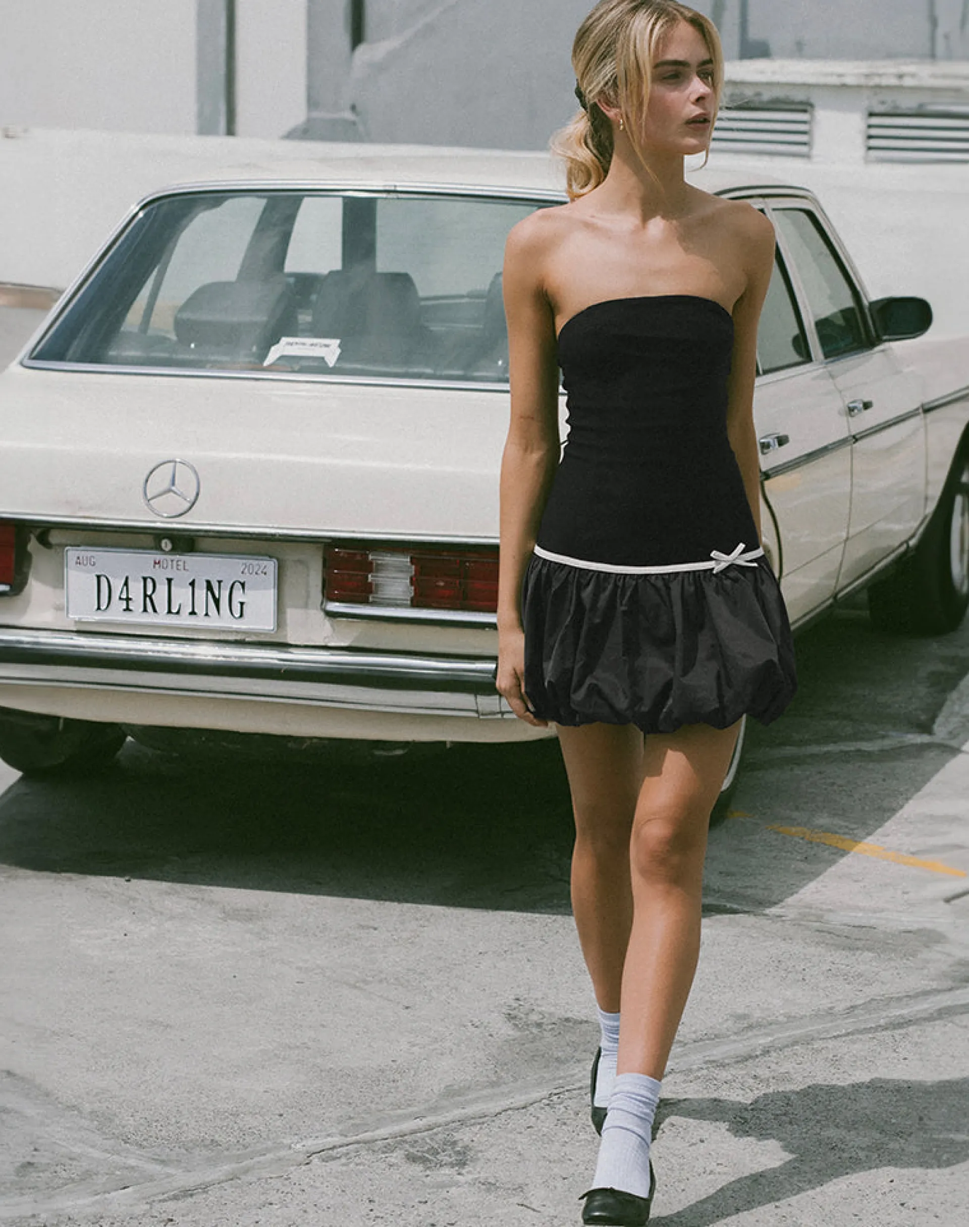 Motel Rocks Party Dresses | Little Black Dresses-Klaita Puffball Mini Dress in Black