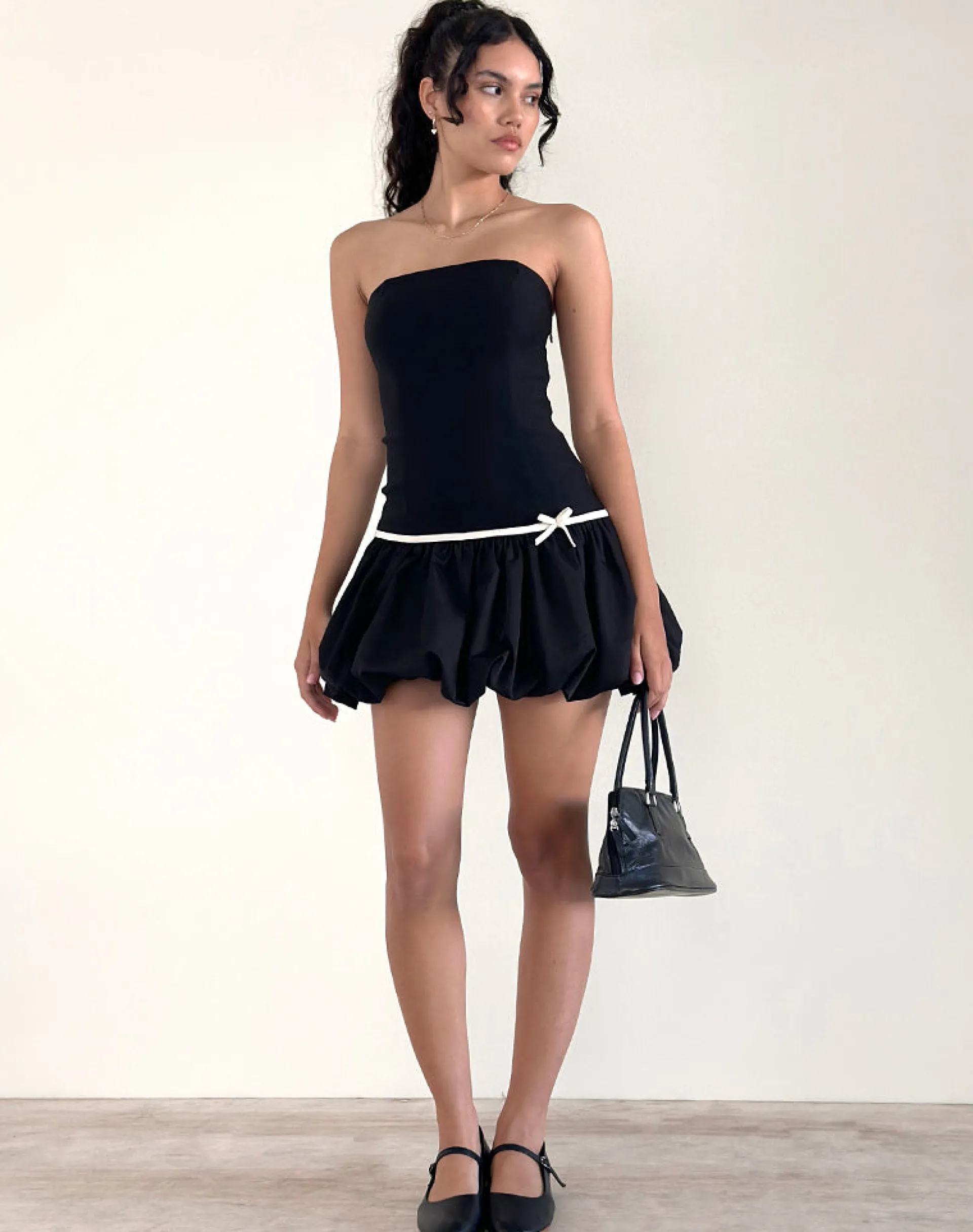 Motel Rocks Party Dresses | Little Black Dresses-Klaita Puffball Mini Dress in Black
