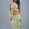 Motel Rocks Halterneck Tops | Strappy Tops-Koen Cut Out Top in Mint Sage