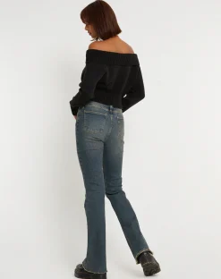 Motel Rocks Long Sleeve Tops-Koriya Bardot Top in Black