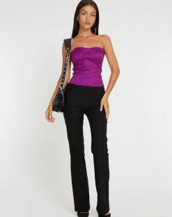 Motel Rocks Bandeau Tops-Kyanata Strapless Corset in Satin Purple