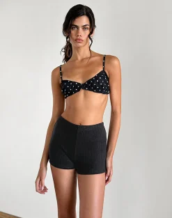Motel Rocks Loungewear | Micro Shorts-Kyomi Micro Shorts in Ribbed Black