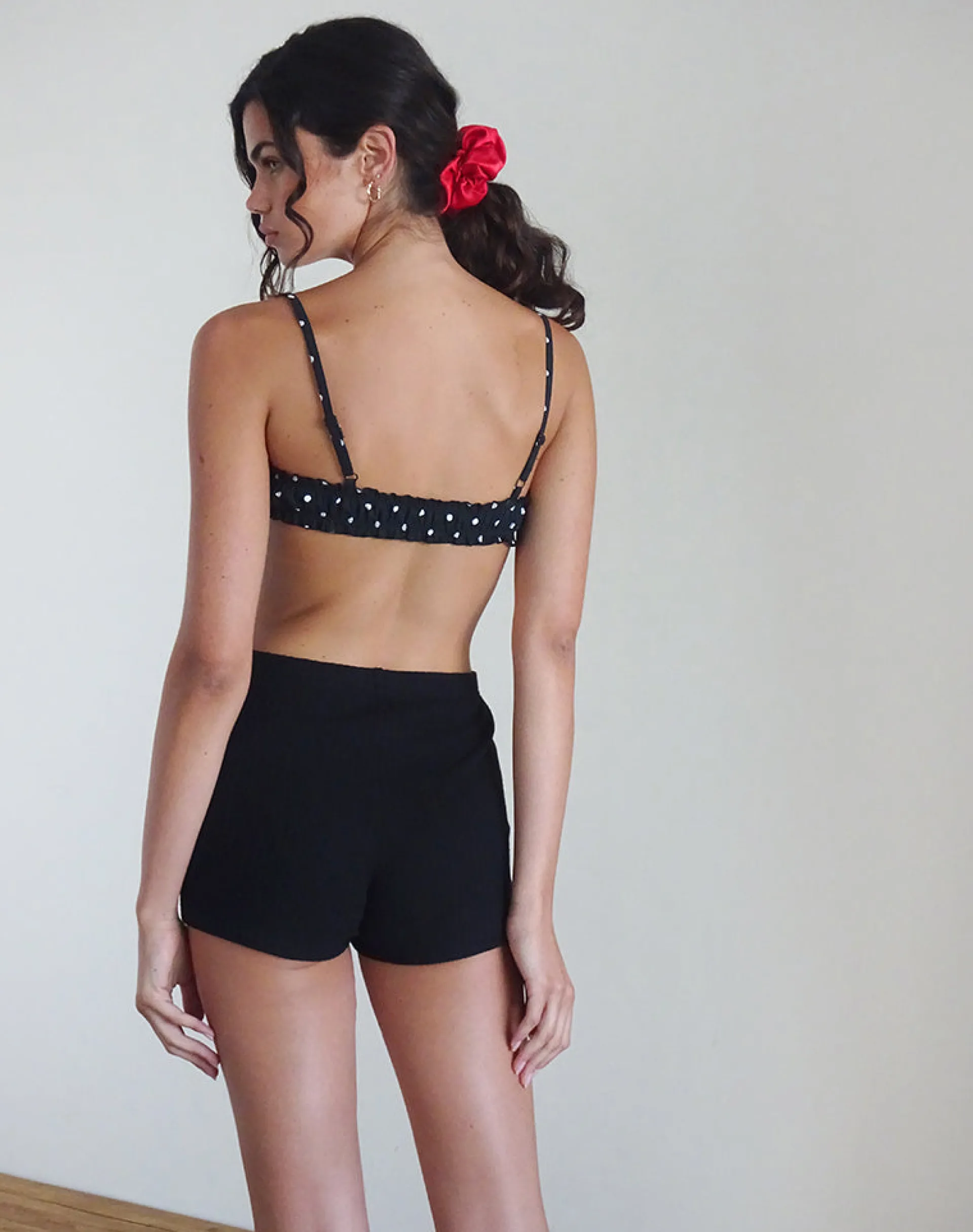 Motel Rocks Loungewear | Micro Shorts-Kyomi Micro Shorts in Ribbed Black