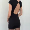 Motel Rocks Day Dresses | Little Black Dresses-Kyuki Mini Dress in Black Lycra