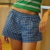 Motel Rocks Loungewear-Laboxe Boxer Shorts in Navy Tartan Poplin navytartanpoplin