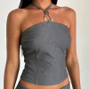 Motel Rocks Tailoring | Co-Ords-Lakia Top in Tailoring Charcoal
