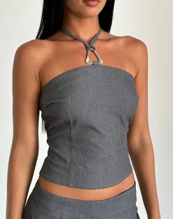 Motel Rocks Tailoring | Co-Ords-Lakia Top in Tailoring Charcoal