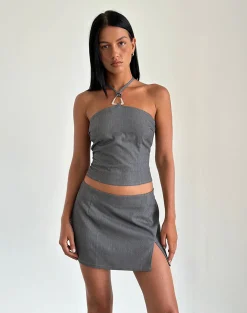 Motel Rocks Tailoring | Co-Ords-Lakia Top in Tailoring Charcoal