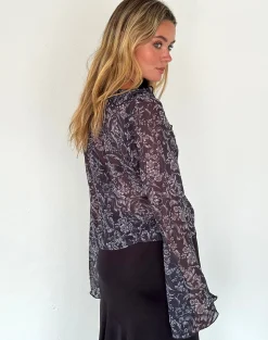 Motel Rocks Cardigans-Lakota Cardigan in Black Baroque Print
