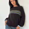 Motel Rocks Jumpers-Lamees Jumper in Brown Knit with Stripe