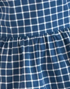 Motel Rocks Vest Tops | Printed Tops-Lanzo Tie Back Top in Poplin Navy Tartan poplinnavytartan