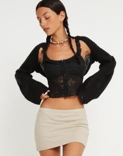 Motel Rocks Vest Tops | Lace Tops-Laru Corset Top in Lace Black LaceBlack