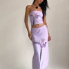 Motel Rocks A Line Skirts-Lassie Midi Skirt in Lilac Flower Placement LilacFlowerPlacement