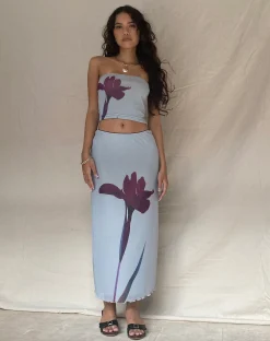 Motel Rocks A Line Skirts-Lassie Midi Skirt in Mint Flower Placement MintFlowerPlacement