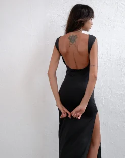 Motel Rocks Day Dresses | Bodycon Dresses-Lauryn Backless Maxi Dress in Sheer Jersey black