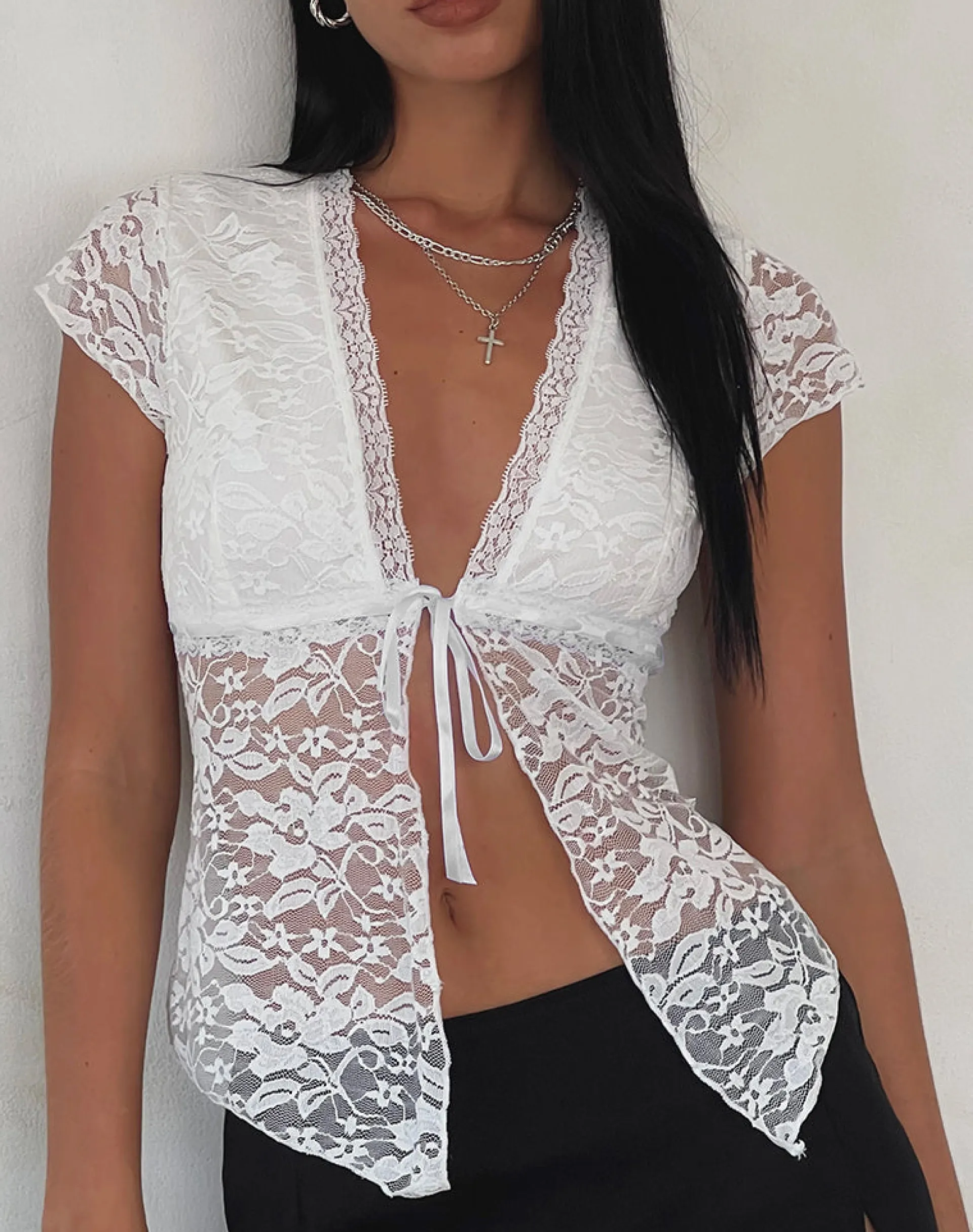 Motel Rocks Lace Tops | Going Out Tops-Lavanya Butterfly Top in Lace White LaceWhite