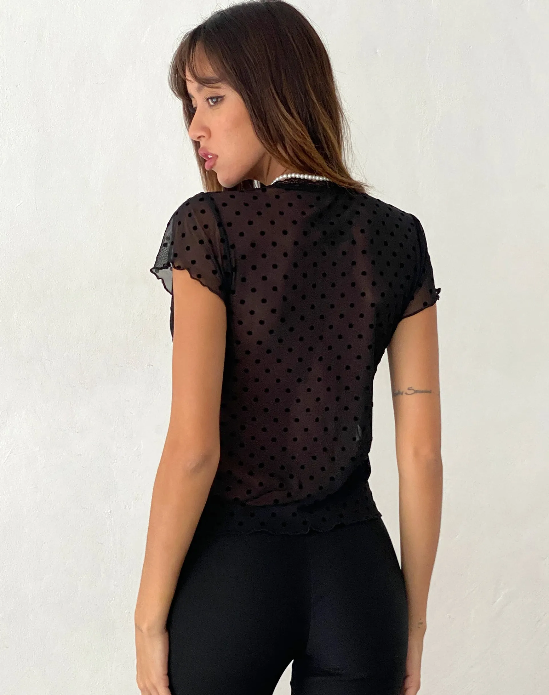 Motel Rocks Printed Tops-Lavanya Butterfly Top in Polka Black Flock PolkaBlackFlock