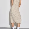 Motel Rocks Midi Dresses-Lavisha Midi Dress in Antique Blue and Ivory Floral antiqueblueandivoryfloral