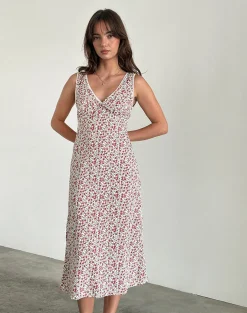 Motel Rocks Printed Dresses | Day Dresses-Lavisha Midi Dress in Pretty Ditsy PrettyDitsy