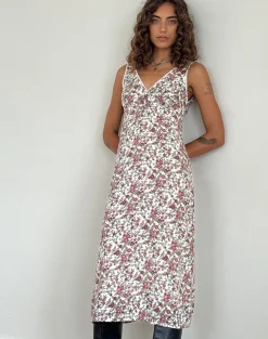 Motel Rocks Printed Dresses | Day Dresses-Lavisha Midi Dress in Vintage Bloom Ivory vintagebloomivory