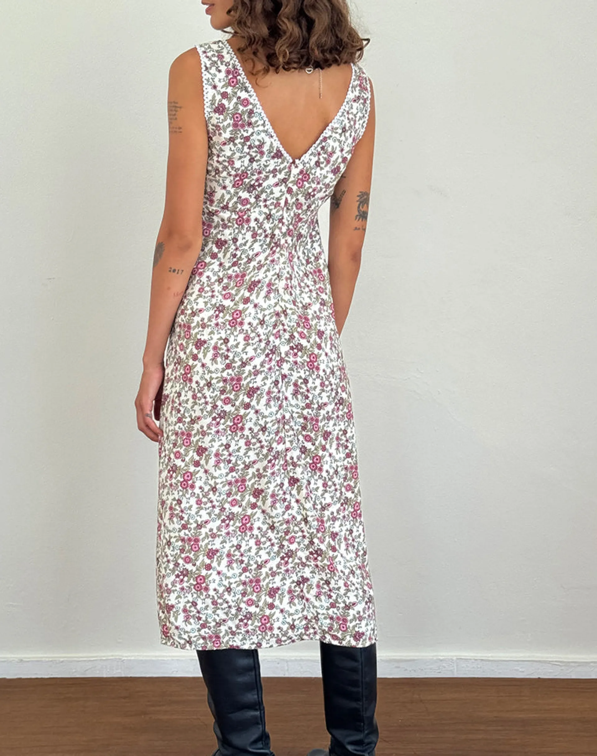 Motel Rocks Printed Dresses | Day Dresses-Lavisha Midi Dress in Vintage Bloom Ivory vintagebloomivory