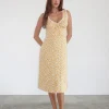 Motel Rocks Printed Dresses | Day Dresses-Lavisha Midi Dress in Yellow Cosmos Garden YellowCosmosGarden