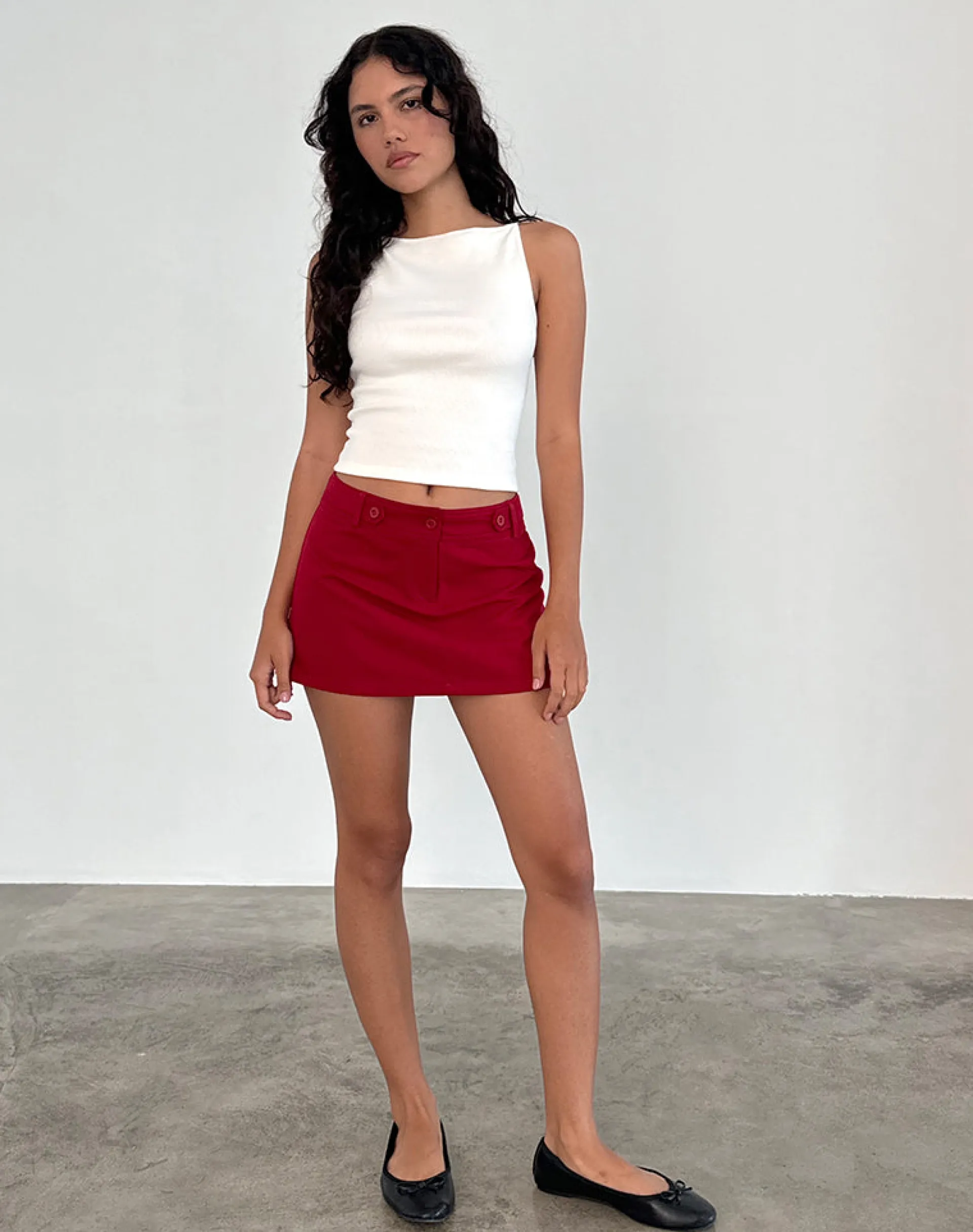 Motel Rocks Mini Skirts-Lavonne Mini Skirt in Red