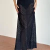 Motel Rocks Co-Ords | Maxi Skirts-Layla Maxi Skirt in Clover Lace Black CloverLaceBlack