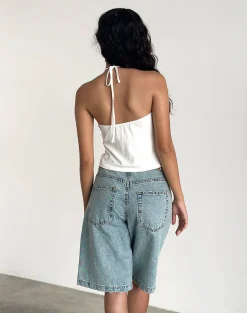 Motel Rocks Basic Tops | Halterneck Tops-Layti Halterneck Top in Off White OffWhite