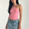 Motel Rocks Basic Tops | Halterneck Tops-Layti Halterneck Top in Pink