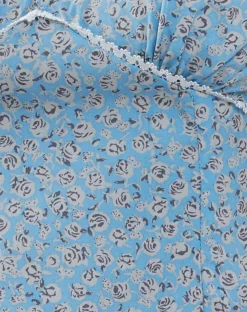 Motel Rocks Printed Tops-Laz Top in Ditsy Rose Blue DitsyRoseBlue