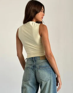 Motel Rocks Basics | Basic Tops-Leen Tank Top in Buttermilk Limes buttermilklimes