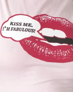 Motel Rocks Printed Tops-Leen Tank Top in Pink with Kiss Me I'm Fab Graphic PinkwithKissMeI'mFabGraphic
