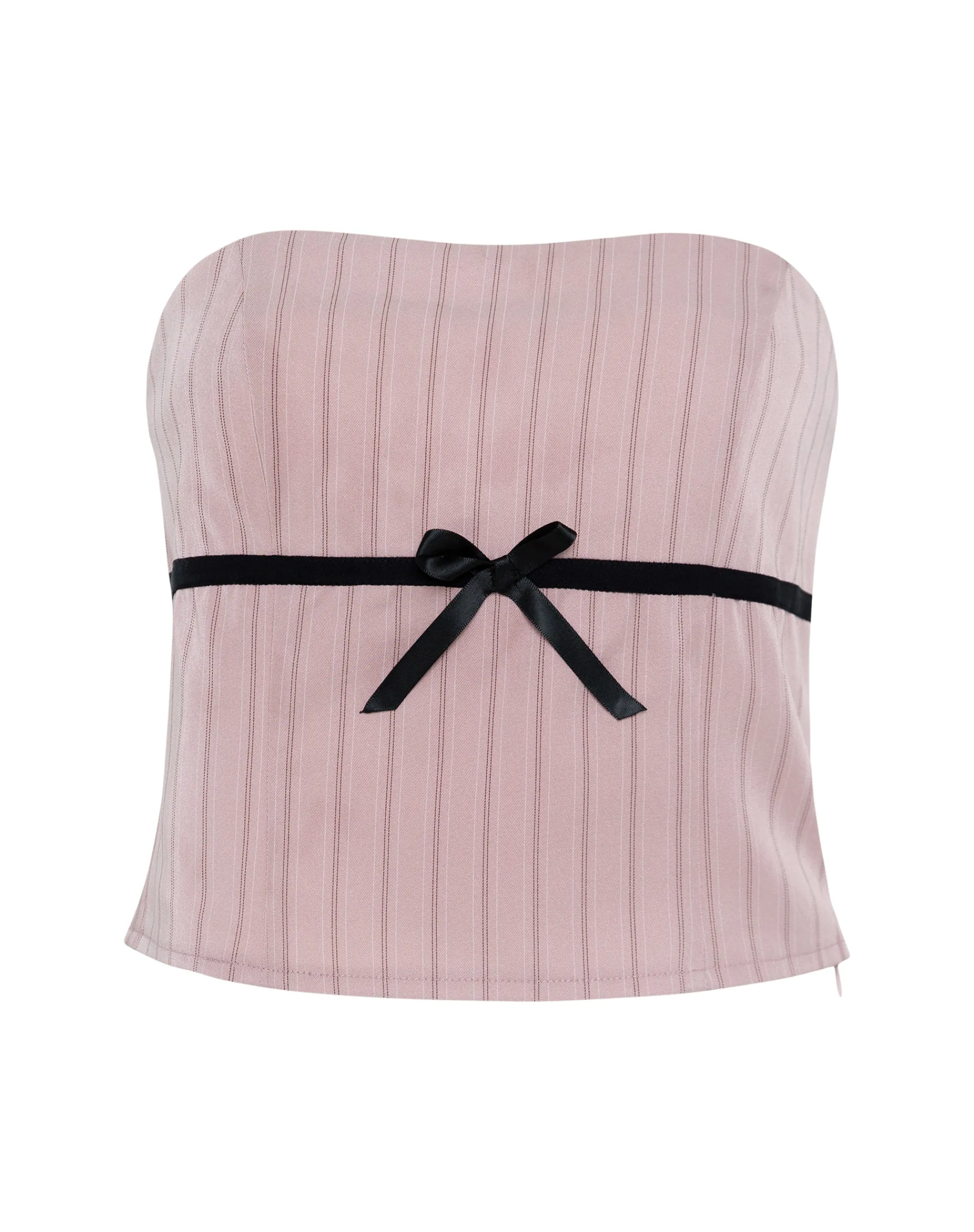 Motel Rocks Printed Tops | Going Out Tops-Leggy Tube Top in Tailoring Blush Pinstripe TailoringBlushPinstripe