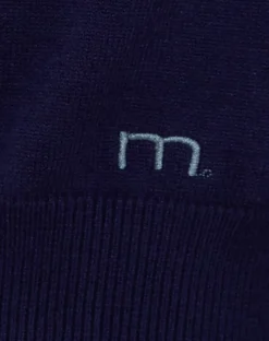 Motel Rocks Jackets-Lennon Knitted Jacket in Navy with White Stripe NavywithWhiteStripe